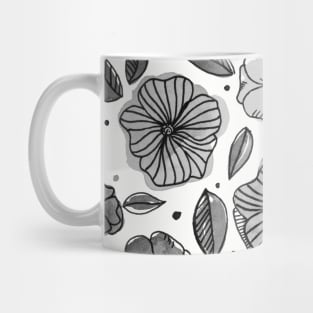 Watercolor and ink flowers - black and white Mug